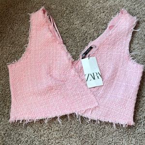 NWT ZARA pink textured crop top - Size L
